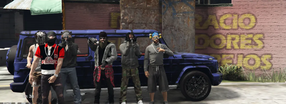 The crew, the G-Wagon, and a back-alley backdrop.