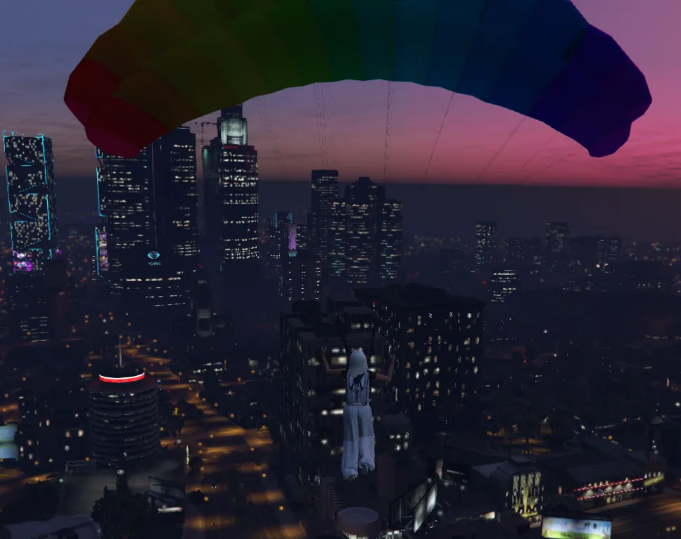 The best view of the skyline is on the way down.